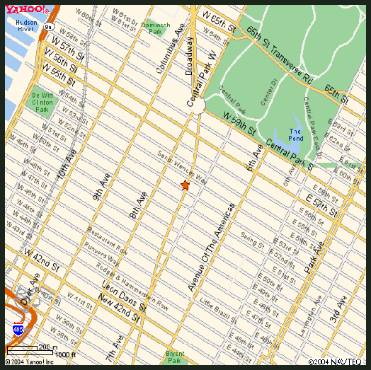 Map of area around Ed Sullivan Theater